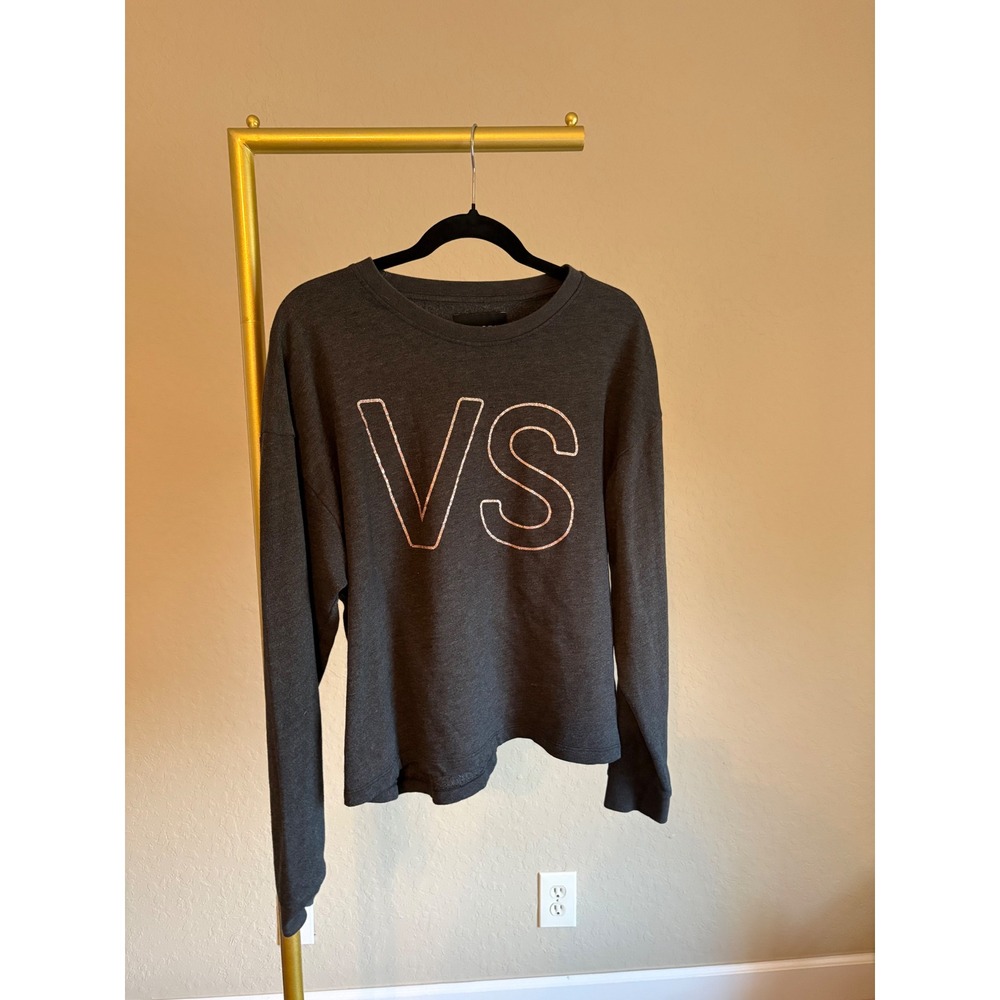 Vintage Victoria's Secret Sport Sweatshirt Rose Gold Glitter Logo Gray Medium